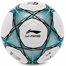 Мяч футбольный LI-NING LFQK635-4 №5 PU+EVA клееный белый-бирюзовый