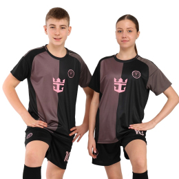 Форма футбольная детская с символикой футбольного клуба INTER MIAMI MESSI 10 гостевая 2026 SP-Sport CO-7359 20-30 черный-розовый