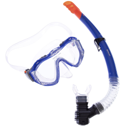 Набор для плавания маска c трубкой Zelart M309-SN132-SIL синий-черный-оранжевый