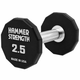 Гантель цільна професійна з поліуретановим покриттям HAMMER STRENGHT TA-9215-2_5 1шт 2,5кг чорний