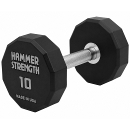 Гантель цільна професійна з поліуретановим покриттям HAMMER STRENGHT TA-9215-10 1шт 10кг чорний