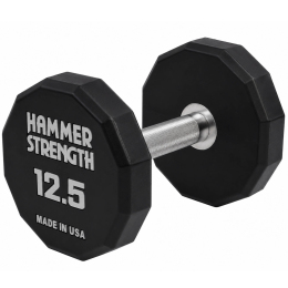 Гантель цільна професійна з поліуретановим покриттям HAMMER STRENGHT TA-9215-12_5 1шт 12,5кг чорний