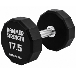 Гантель цільна професійна з поліуретановим покриттям HAMMER STRENGHT TA-9215-17_5 1шт 17,5кг чорний