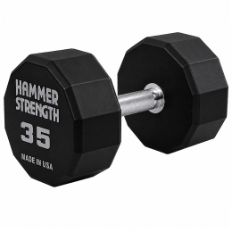 Гантель цільна професійна з поліуретановим покриттям HAMMER STRENGHT TA-9215-35 1шт 35кг чорний