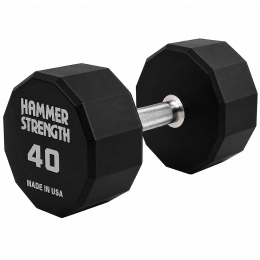 Гантель цільна професійна з поліуретановим покриттям HAMMER STRENGHT TA-9215-40 1шт 40кг чорний