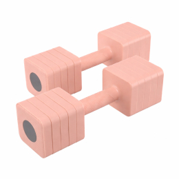 Гантели универсальные регулируемые с кнопочным механизмом смены веса ABS покрытие 2штHIGHQ SPORT TA-9219 2шт по 5кг розовый