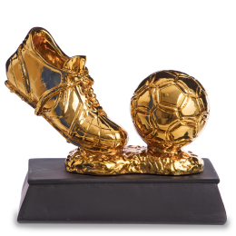 Статуэтка наградная спортивная Футбол Бутса с мячом золотая SP-Sport C-3793-B2