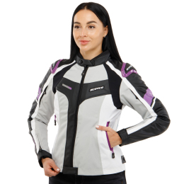 Мотокуртка текстильна із захистом жіноча SCOYCO JK152W S-2XL сірий-фіолетовий