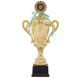 Кубок спортивный с ручками и крышкой SP-Sport LUCK YK082A высота 43см золотой