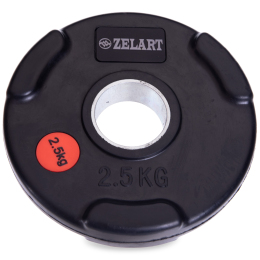 Диски для штанги обгумовані Zelart Z-HIT TA-5160-2_5 51мм 2,5кг чорний