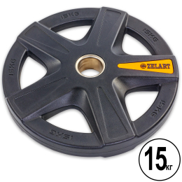 Блины (диски) полиуретановые Zelart TA-5335-15 51мм 15кг черный
