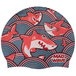 Шапочка для плавання силіконова юніорська MadWave Junior SHARKY M057911 кольори в асортименті