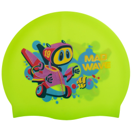 Шапочка для плавання силіконова юніорська MadWave Junior MAD BOT M057915 кольори в асортименті