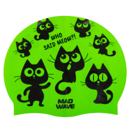 Шапочка для плавания силиконовая юниорская MadWave Cats M057405 цвета в ассортименте