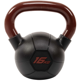 Гиря тренувальна цільна гумова із пофарбованою ручкою LiveUp Urethane LS2050-16 вага 16кг чорний-бордовий