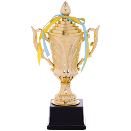 Кубок спортивный с ручками и крышкой SP-Sport OMEGA C-679A высота 30см золотой