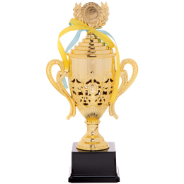 Кубок спортивный с ручками и крышкой SP-Sport FLASH C-866A высота 32,5см золотой
