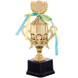Кубок спортивный с ручками и крышкой SP-Sport FLASH C-866C высота 27,5см золотой