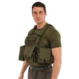 Жилет тактичний розвантажувальний із системою швидкого скидання та шістьма підсумками MOLLE регульований SP-Sport TY-7176 кольори в асортименті