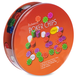 Набор для покера в круглой металлической коробке на 120 фишек SP-Sport IG-6617