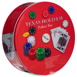 Набор для покера в круглой металлической коробке на 240 фишек SP-Sport IG-6616