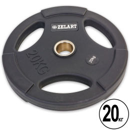 Блины (диски) полиуретановые Zelart TA-5336-50-20 50мм 20кг черный