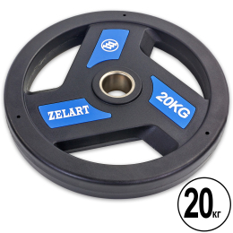 Блины (диски) полиуретановые Zelart TA-5344-20 51мм 20кг черный