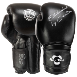 Рукавиці боксерські на липучці шкіряні HARD TOUCH BO-5232 10-14унцій чорний