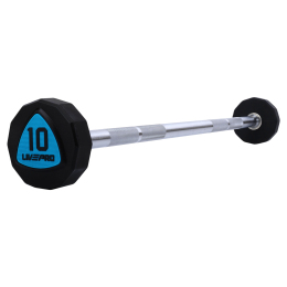 Штанга фіксована пряма поліуретанова 12-стороння LiveUp LP8012-10 довжина-89,2см 10кг чорний-синій