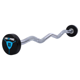 Штанга фіксована вигнута поліуретанова LiveUp LP8011-10 довжина-89,2см 10кг чорний-синій