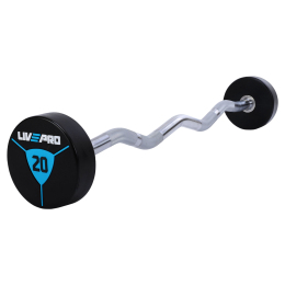Штанга фіксована вигнута поліуретанова LiveUp LP8011-20 довжина-89,2см 20кг чорний-синій