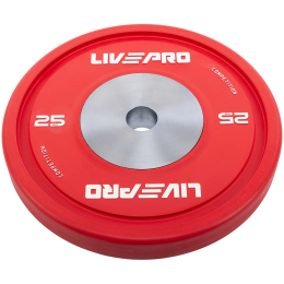 Бамперні диски гумові Bumper Plates LiveUp LP8335-25 ø50.5мм 25кг червоний