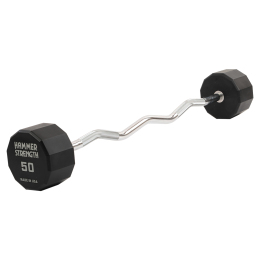Штанга нерозбірна з фіксованою вагою вигнута PEV HAMMER STRENGHT TA-9978-50 50кг чорний