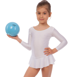 Купальник для танцев и гимнастики с длинным рукавом и юбкой Lingo CO-2012-W S-L белый
