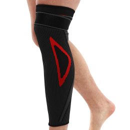 Бандаж эластичный удлинённый компрессионный на голень и колено и фиксирующим ремнем Knee compression sleeve SIBOTE ST-7219 1шт