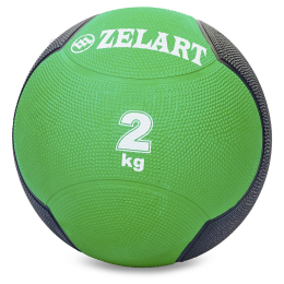 М'яч медичний медбол Zelart Medicine Ball FI-5121-2 2кг зелений-чорний