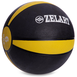М'яч медичний медбол Zelart Medicine Ball FI-5122-6 6кг чорний-жовтий