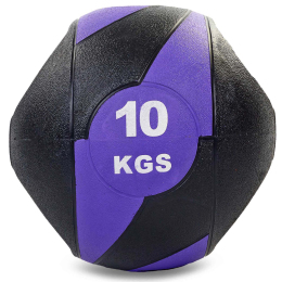 Мяч медицинский медбол с двумя ручками Record Medicine Ball FI-5111-10 10кг черный-фиолетовый