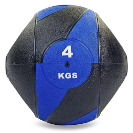 Мяч медицинский медбол с двумя ручками Record Medicine Ball FI-5111-4 4кг черный-синий