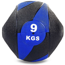 Мяч медицинский медбол с двумя ручками Record Medicine Ball FI-5111-9 9кг черный-синий