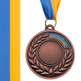 Заготовка медали с лентой SP-Sport UKRAINE с украинской символикой C-3241 5см золото, серебро, бронза