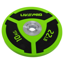 Бамперні диски поліуретанові Bumper Plates LiveUp LP8027-10 ø50.5мм 10кг зелений-чорний