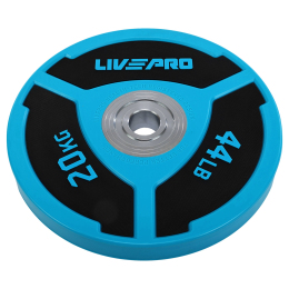 Бамперні диски поліуретанові Bumper Plates LiveUp LP8027-20 ø50.5мм 20кг синій-чорний