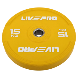 Бамперні диски гумові Bumper Plates LiveUp LP8332-15 ø50.5мм 15кг жовтий