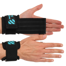 Напульсник спортивный фиксатор для запястья и кисти с лямкой для тяги POWER STRAP LiveUp LP8704 2шт черный