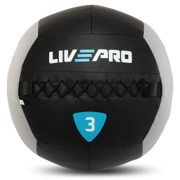 М'яч набивний медичний для кросфіту WALL BALL LiveUp LP8100-3 3кг чорний-сірий