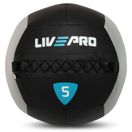 М'яч набивний медичний для кросфіту WALL BALL LiveUp LP8100-5 5кг чорний-сірий