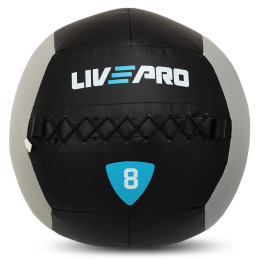 М'яч набивний медичний для кросфіту WALL BALL LiveUp LP8100-8 8кг чорний-сірий