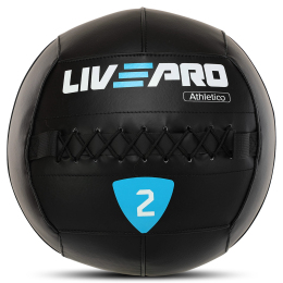 М'яч набивний медичний для кросфіту WALL BALL LiveUp LP8103-2 2кг чорний