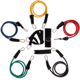 Эспандер многофункциональный для фитнеса 5 жгутов Resistance Band Zelart ET-501 в чехле разноцветный